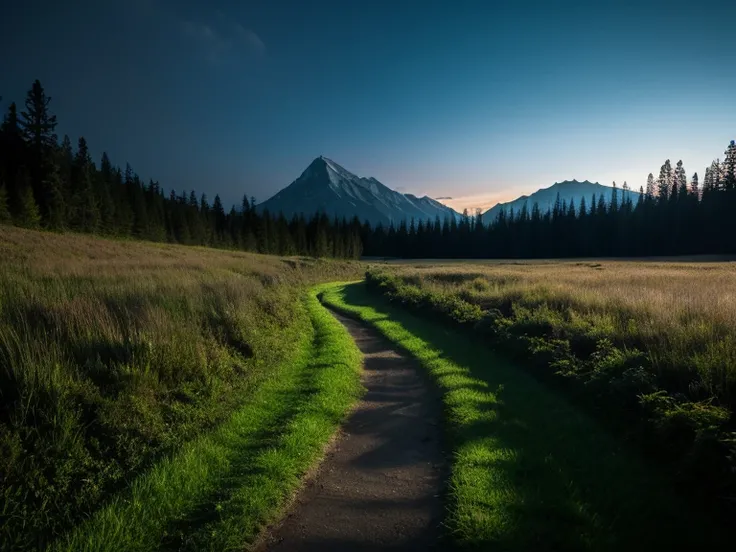 dark　Mountain trail　Grass　