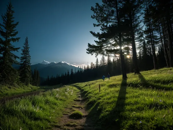 dark　Mountain trail　Grass　