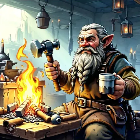 Tool shop and dwarf blacksmiths at work 