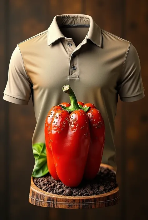 A polo shirt with an image of typical Peruvian food "stuffed pepper"
not so big 