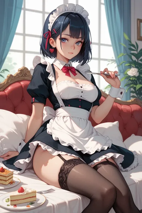 Fubuki, maid, black stockings, high resolution