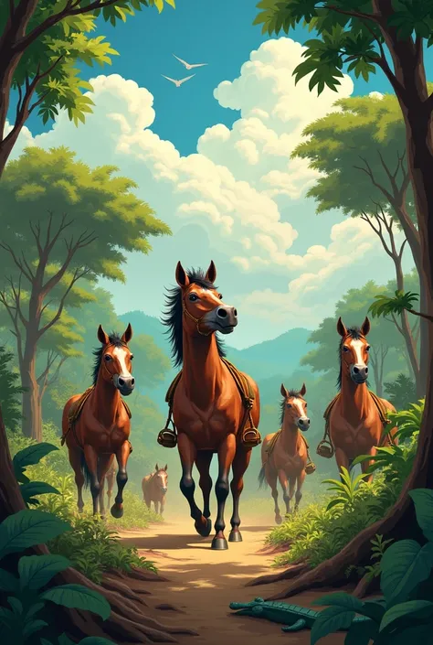 Create a cover for a video game called Aventura de Letras ,  based on the Llanera Diversity of Casanare with animals representative of the entire Casanare.  Dont add animals other than the casanare and write the correct title without errors . Add chuiguiro...