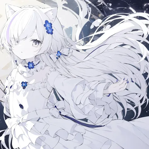 Nekomata
high resolution
expressive
solos
1 person
Beautiful young man
cute
she looks like a girl
neutral appearance
white hair
pure white hair
cat ear
Long-necked jellyfish cut
white outfit
Long clothes
white kimono
Higan flower accessories
Saliformes
gra...