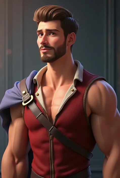 Prince hans from frozen, Young,muscular, handsome, realistic, big biceps, big pecs, beautiful, goatte