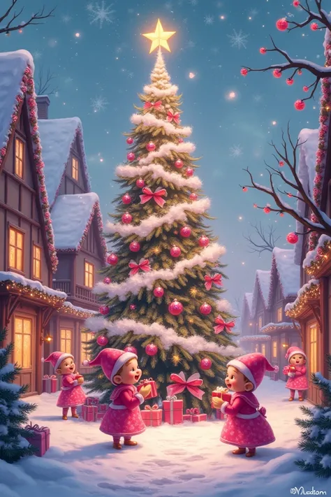 Create a pink Christmas theme image written by Chicos server