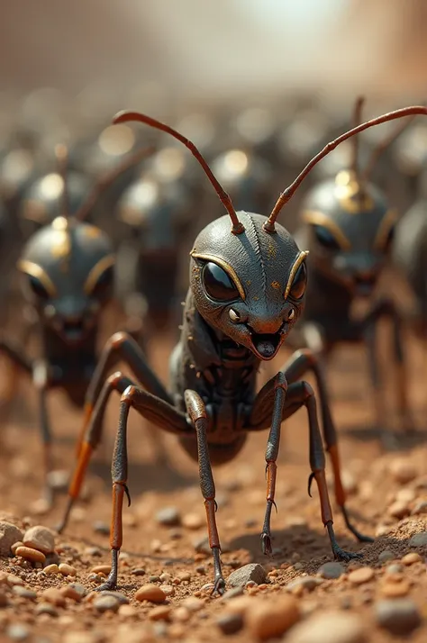 Ant army with war helmet 