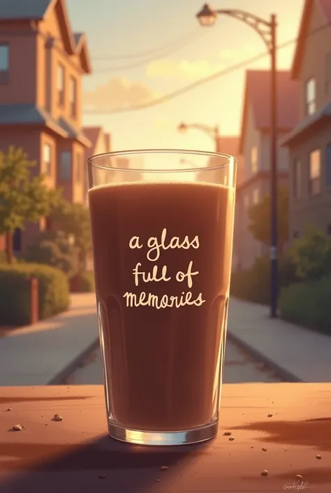  Generate a Chocomilk image that recalls rens hood and add the slogan "a glass full of memories "