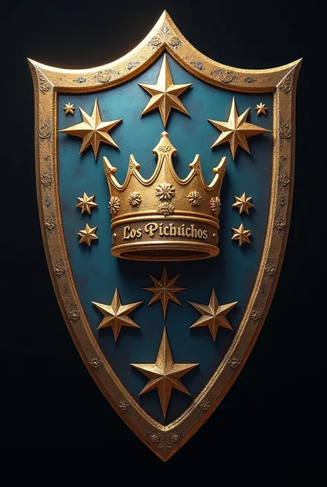 Celestial shield with 5 stars and a crown that says LOS PICHICHOS in the center 