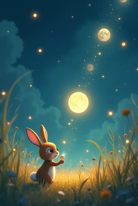 Once upon a time, nestled in a field of sparkling fireflies, lived a little bunny named Pip. Pip wasnt like the other bunnies.  While they loved carrots, Pip adored collecting shiny pebbles.  Every evening, as the sun dipped below the horizon, Pip would ho...