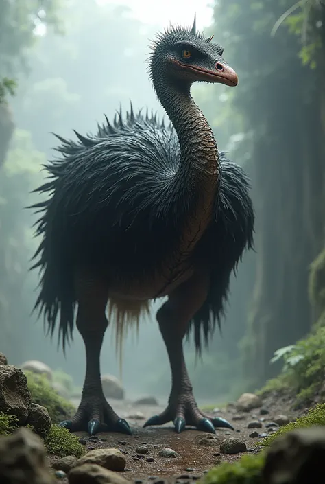  dinasour + ostrich hybrid fusion with big body and dangerous look