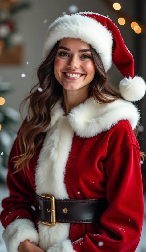 Beautiful woman wearing a Santa Claus costume