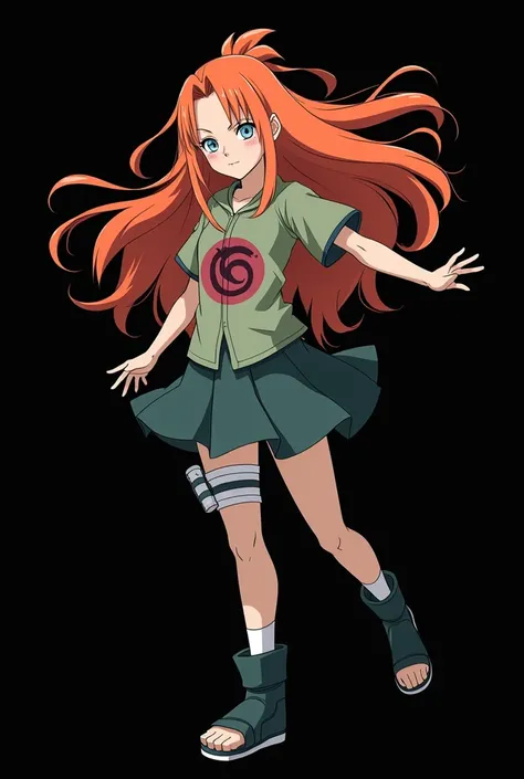 Yamamoto Mai ,   beautiful full-bodied girl long red hair fire-colored orange with two white locks highlighted on the front similar to those of Rogue from the X-Men light blue-green eyes beautiful girl hair flying in the wind age: 14-year-old height : 1,50...