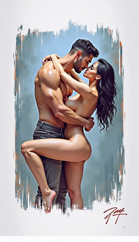 Erotic interracial woman and man