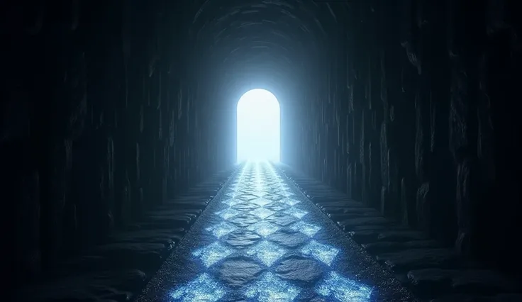 dark tunnel with a diamond path to the light