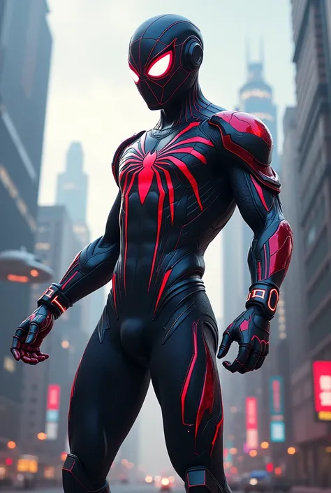 Create an image of Spider-Man in a futuristic costume