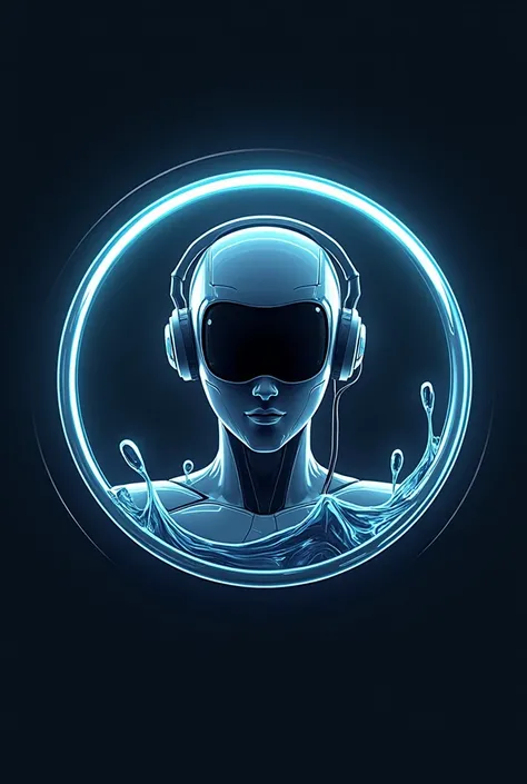 Make Futuristic a logo of OCHID studio in matalic form  in glass circle and in water word, with futuristic icon Ai smile, wearing modern headset gamer,