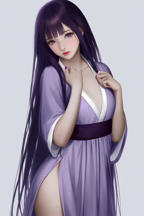 purple hair ,purple hanfu, small breasts, very long hair, shy, masterpiece, best quality, realistic, 8k, official art, cinematic light, ultra high res, perfect female body, sharp focus, guofeng, 1girl, solo, chinese clothes, realistic, nail polish, simple_...