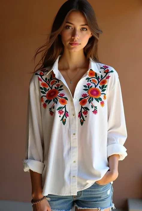 handmade linen or cotton shirts with Mexican embroidery