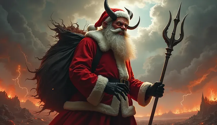 santa claus as the devil epic photorealistic surreal