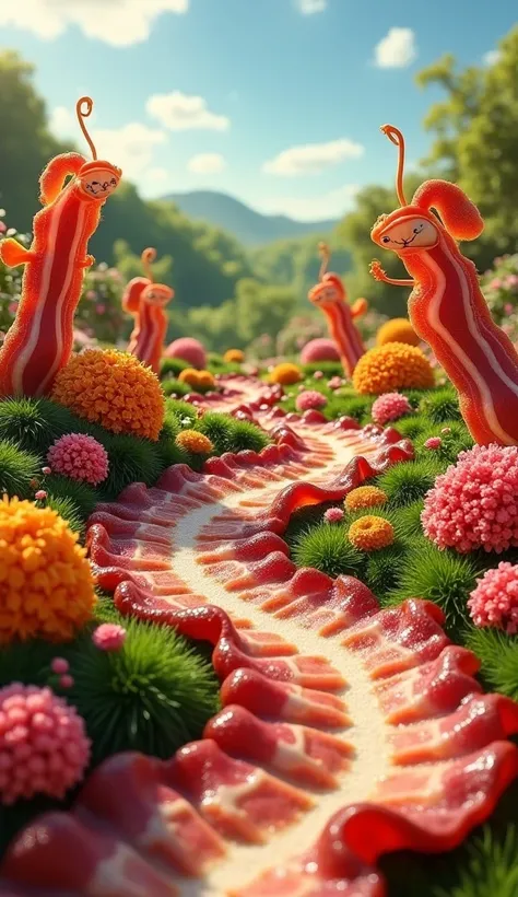 A garden made with bacon