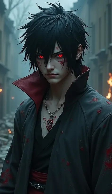 a dark and scary ultra realistic version of sasuke uchiha