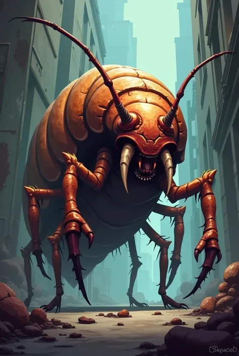 Im going to make a character for a casual 2d game, make a cockroach monster