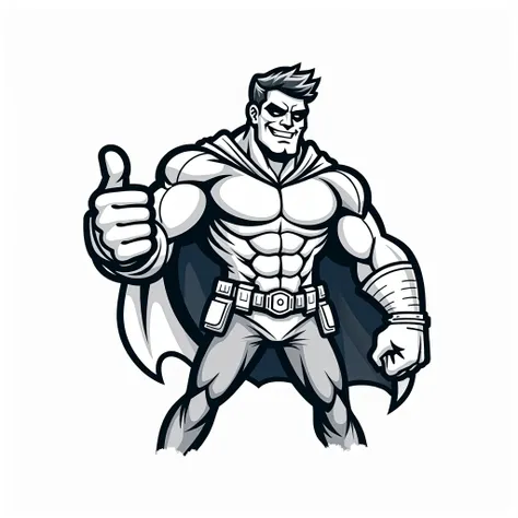 superhero man mask mascot character thumbs up mascot character logo line art 