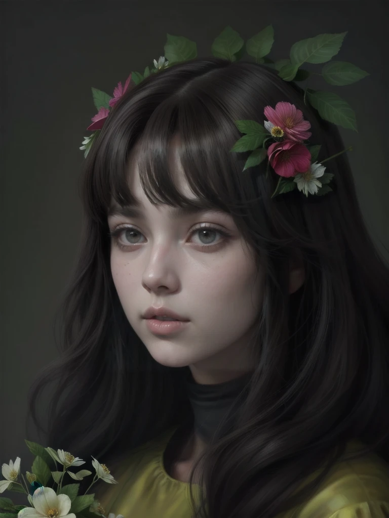  painting of a woman with a flower in her hair , retrato da Princess, retrato da Princess, Pintura do retrato de uma Princess, Retrato de uma Princess,  pretty character painting , Guweiz&#39;s first work, Detailed portrait of the of the of the anime, beau...