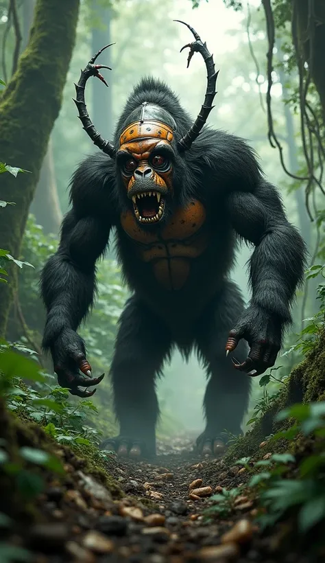 Gorilla and beetle teaming up to become a Bizarre hybrid creature