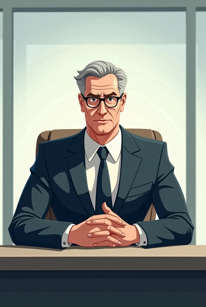 Boss man ceo sitting in table animation easy to draw