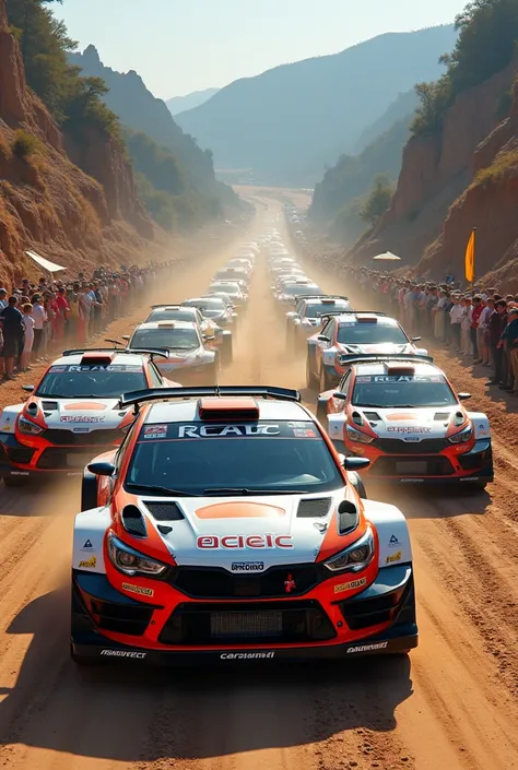 Create a rally car racing event that all car at start point