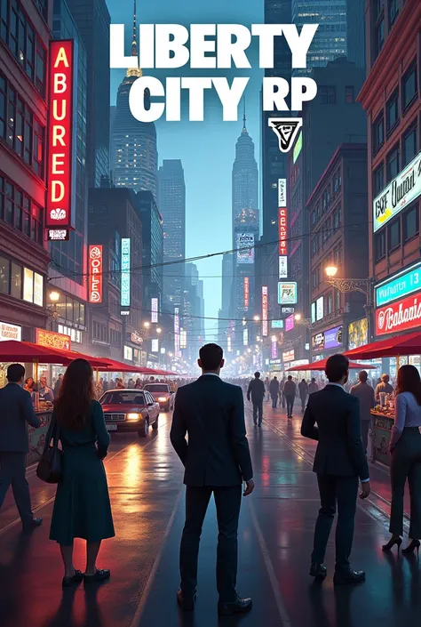  An image with capital letters "LIBERTY CITY RP " similar to GTA but dont say GTA