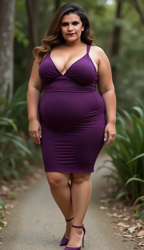 (((medium body photo shoot))), (((purple dress))), ((correct human proportions)), ((flat abs)), ((hourglass body shape)), ((serious smile)), ((triangle-shaped head)), (A beautiful 50 years old Mexican woman), (big rounded ass), (Rubenesque), (small mouth),...