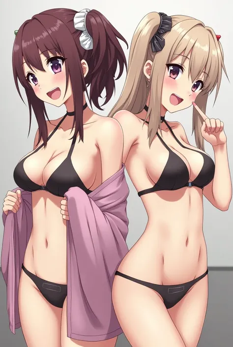 Make three anime girls without clothes