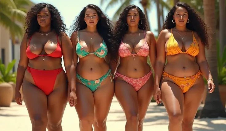 4 big ass women walking in bikini 

