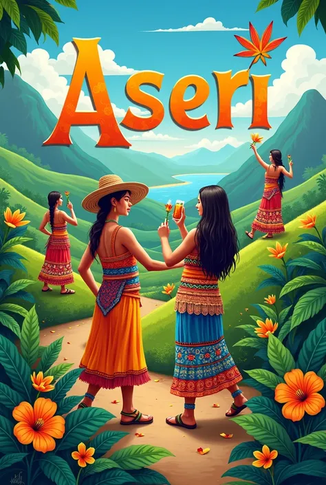  A background for some posters that will carry the individual letters of the word ASERRI , Which is a canton of Costa Rica ,  give me a design showing the customs of the canton 