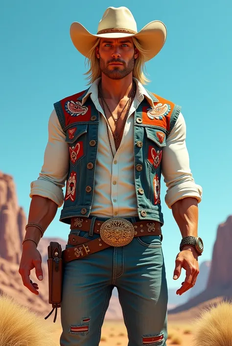 Very hot blonde cowboy outfit