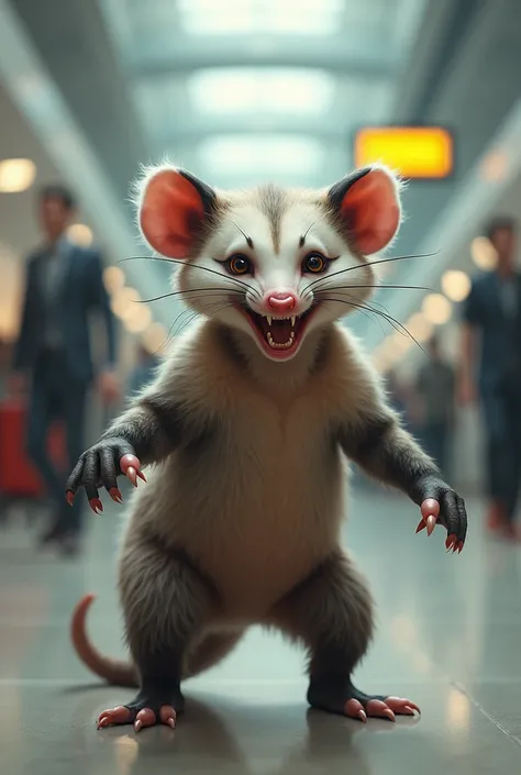 Angry airport opossum