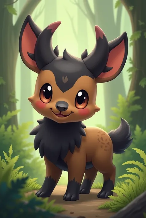  baby Pokémon based on a dark pudu, Horned and chubby 