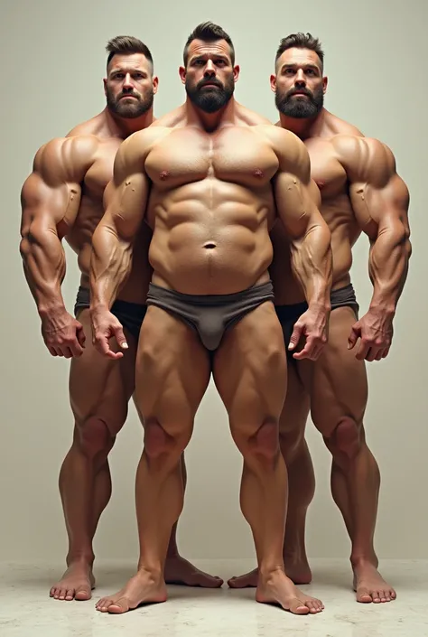 Naked muscular men whose penises can be seen very large