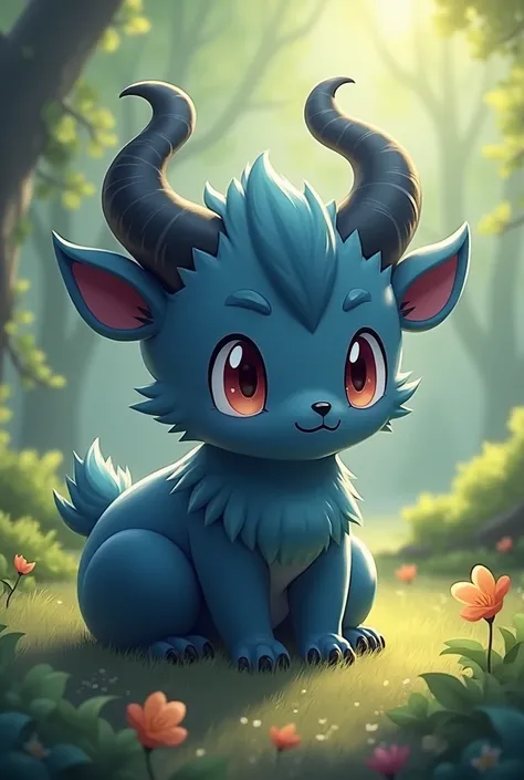 Baby Pokémon based on a dark blue pudú, Horned and chubby  