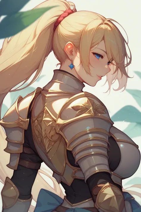 Blonde、 Long Ponytail 、female knight、armor、