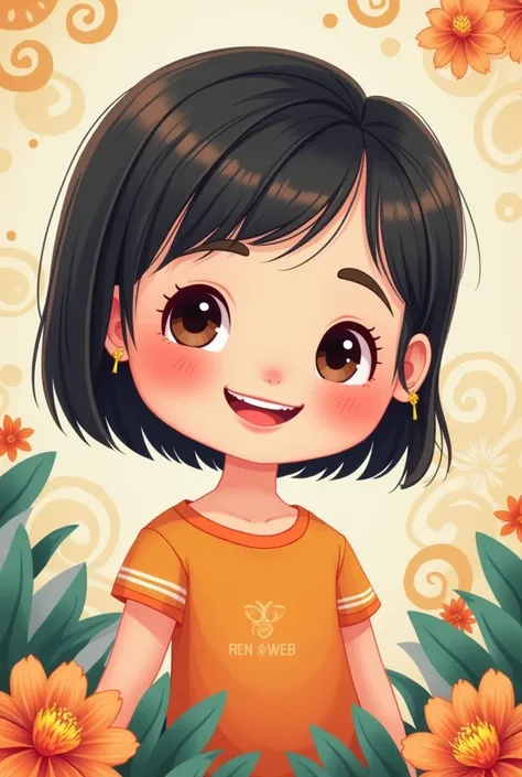 Khmer girl cartoon cute with big head