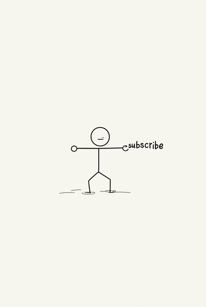 Draw a stick doll with simple lines Where the doll presses a button that must also be drawn where the word must be written  "Subscribe "