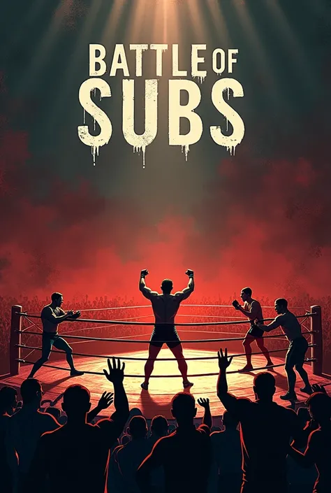 Make me a wrestling-like logo with a ring in the middle with a lot of fighters and that says this name "Battle of Subs " And dont do it in English