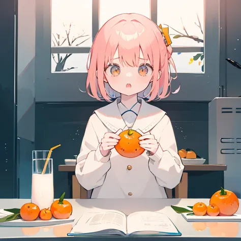  girl、Im eating tangerines