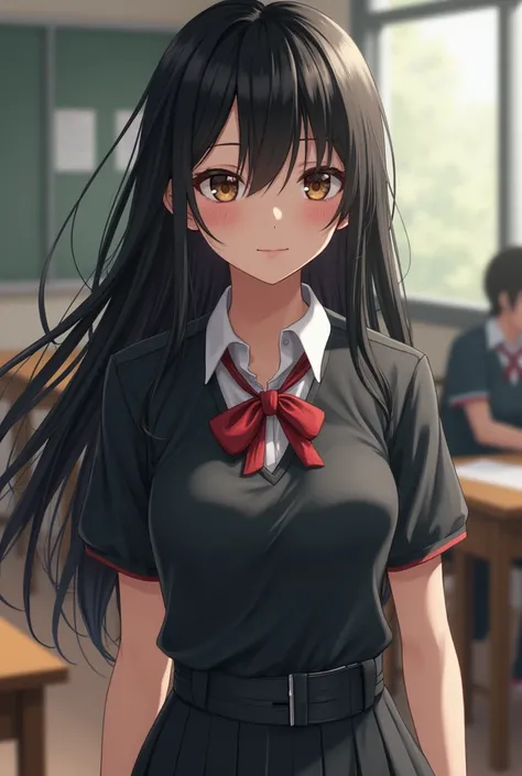  black long hair ,In good shape,Pretty girl,schoolgirl