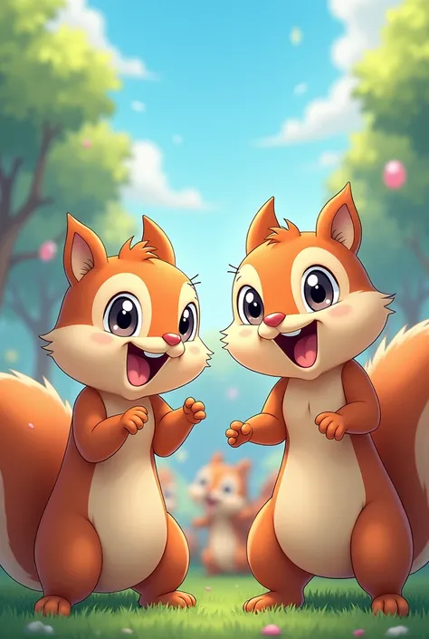 anime、 squirrels are smiling、
Eyes are twinkling 、