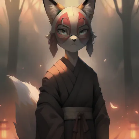 Japanese，，fox，Wear a mask，No hair， expressionless