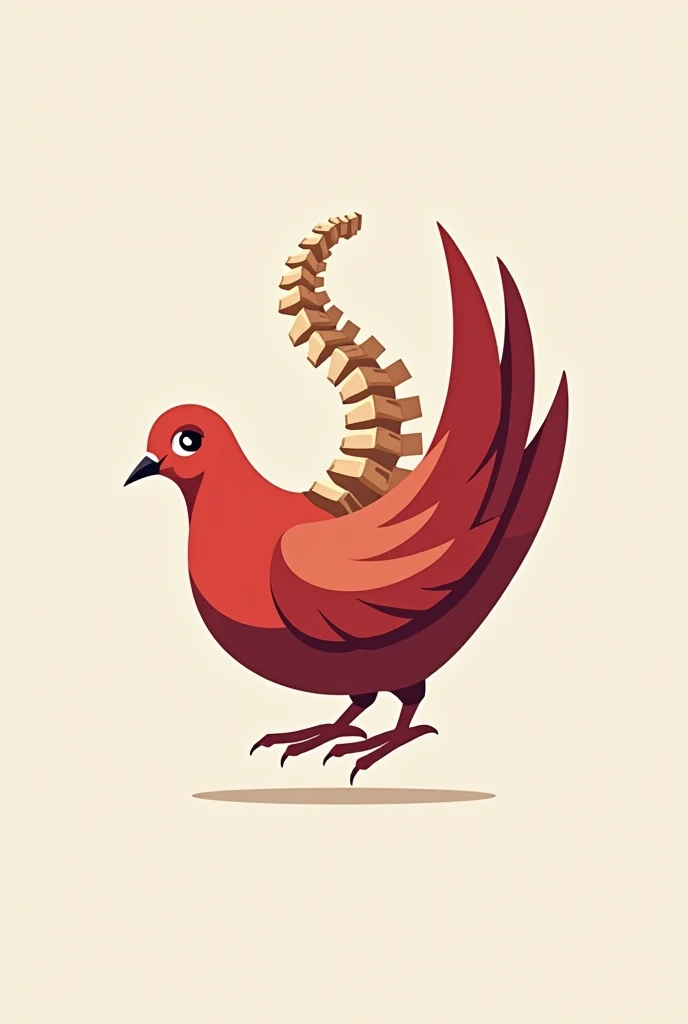 Red pigeon little size with human spine  for logo 
